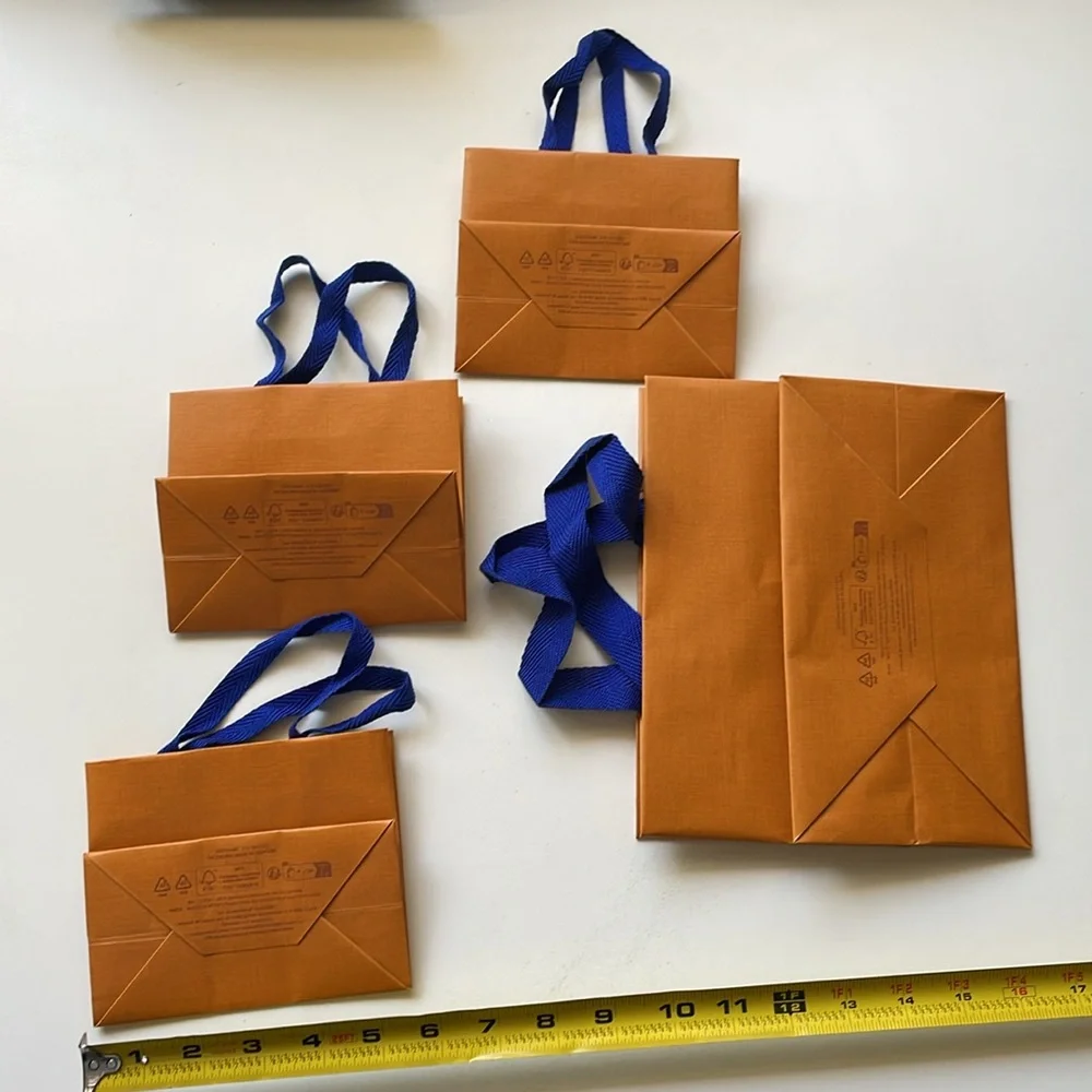 Louis Vuitton orange shopping bags 2 sizes, total of 4 - Picture 4 of 6